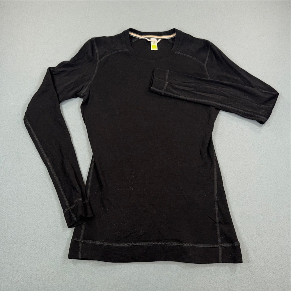 Smartwool Womens Merino Wool Base Layer Top Black Long Sleeve Crew Neck Medium